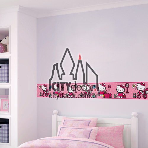 Faixa de parede para quarto Hello Kitty Faixa de parede para quarto Hello Kitty