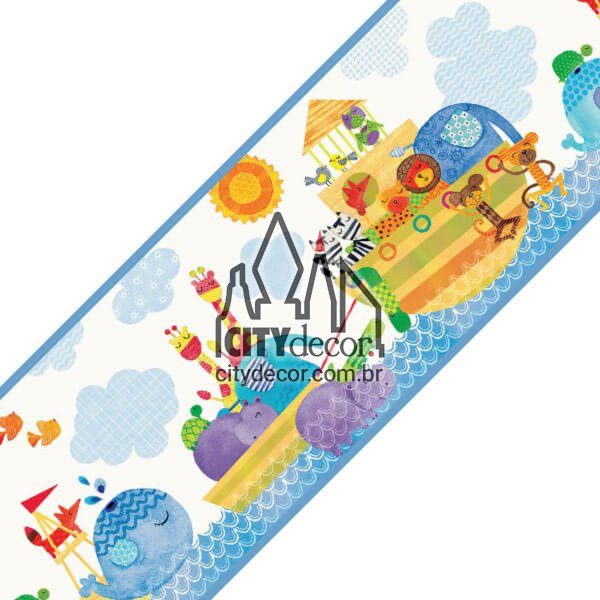 Faixa decorativa de parede infantil arca dos bichinhos Faixa decorativa de parede infantil arca dos bichinhos