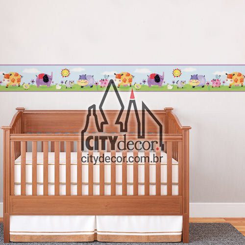 Faixa para quarto de bebê Bichinhos em aquarela Faixa para quarto de bebê Bichinhos em aquarela