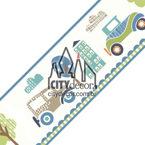 Faixa para quarto de bebê Carrinhos na cidade Faixa para quarto de bebê Carrinhos na cidade