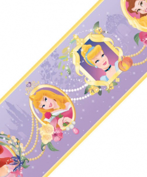 Faixa decorativa de parede infantil Princesas Disney - lilás