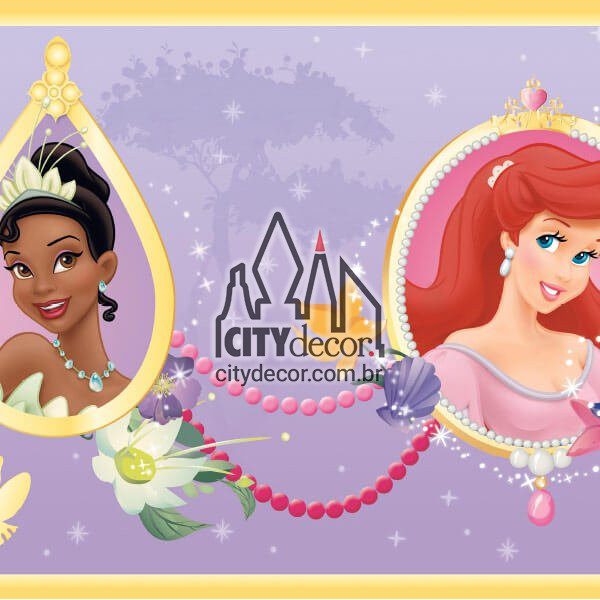 Faixa de parede infantil Princesas Disney - lilás Faixa de parede infantil Princesas Disney - lilás