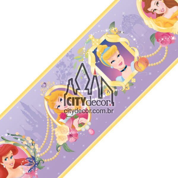 Faixa decorativa de parede infantil Princesas Disney - lilás Faixa decorativa de parede infantil Princesas Disney - lilás