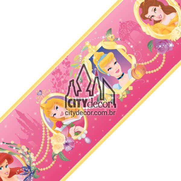 Faixa decorativa de parede infantil Princesas Disney - pink Faixa decorativa de parede infantil Princesas Disney - pink