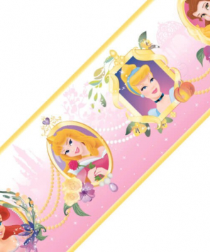 Faixa decorativa de parede infantil Princesas Disney - rosa