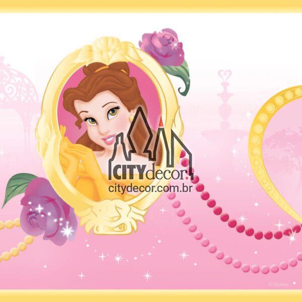 Faixa decorativa infantil Princesas Disney - rosa Faixa de parede infantil Princesas Disney - rosa