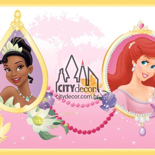 Faixa de parede infantil Princesas Disney - rosa Faixa de parede infantil Princesas Disney - rosa