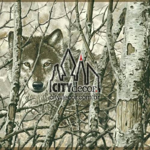 Faixa adesiva border Lobos na floresta Faixa adesiva border Lobos na floresta