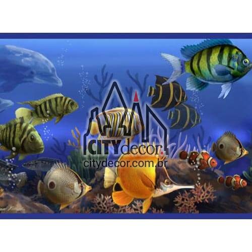 Faixa de parede peixes no mar Faixa decorativa azul