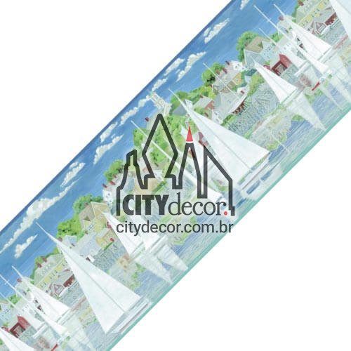 Faixa decorativa barquinhos no porto Faixa decorativa barquinhos no porto