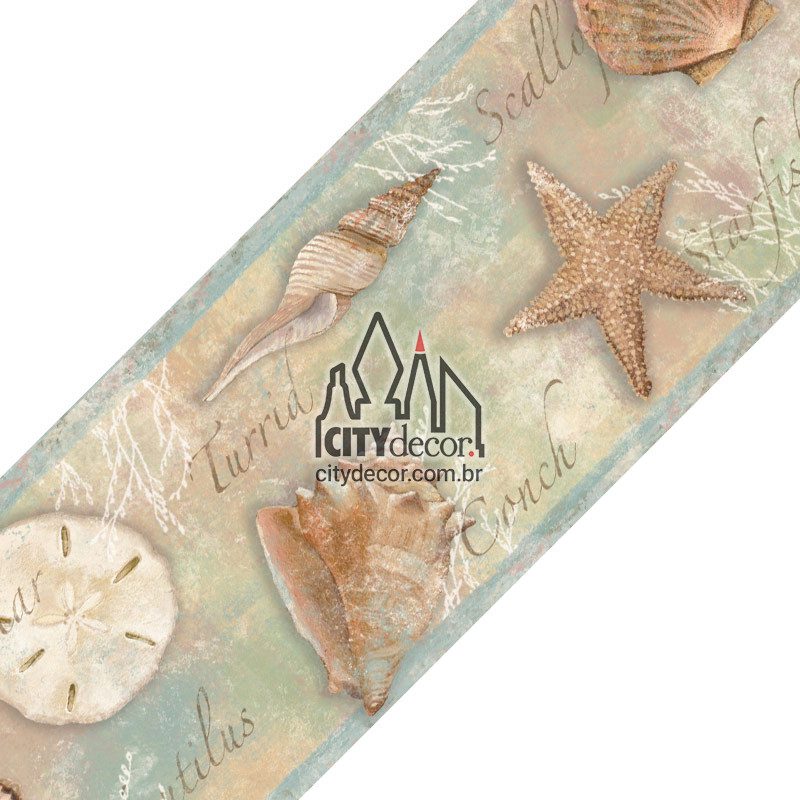 Faixa decorativa conchas marinhas Faixa decorativa de parede conchas marinhas para banheiro