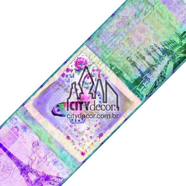 Faixa decorativa de parede Paris e Borboletas Faixa decorativa de parede Paris e Borboletas