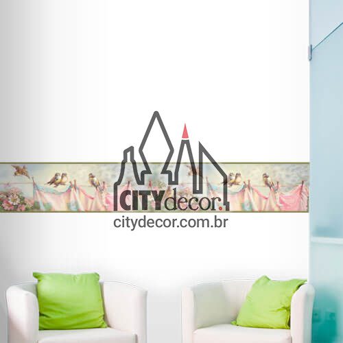 Faixa de parede Passarinhos no varal Faixa de parede Passarinhos no varal