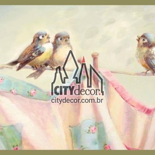 Faixa border de parede Passarinhos no varal Faixa border de parede Passarinhos no varal
