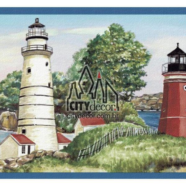 Faixa de parede Veleiros e Faróis Faixa de parede Veleiros e Faróis