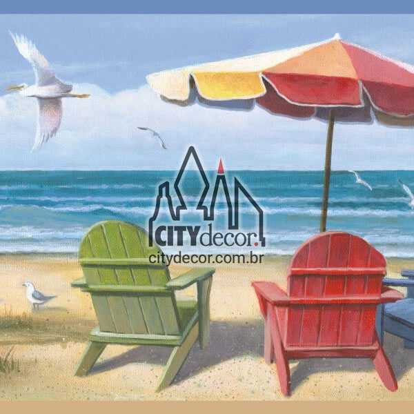 Faixa de parede border Praia com gaivotas Faixa de parede border Praia com gaivotas