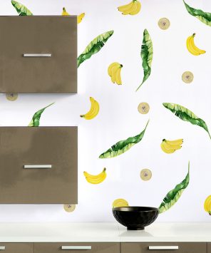 Kit estampa adesivo de parede banana