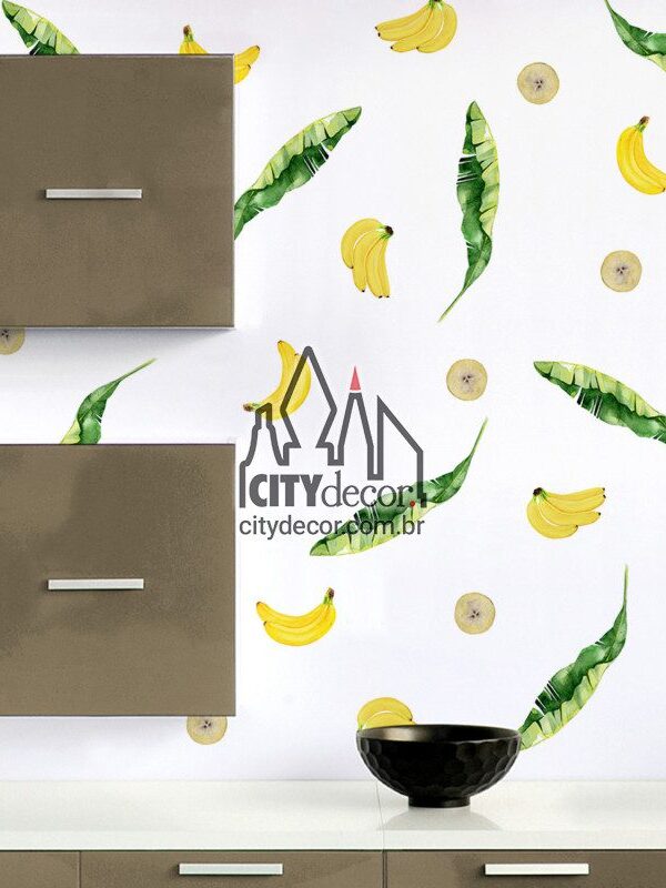 Kit estampa adesivo de parede banana
