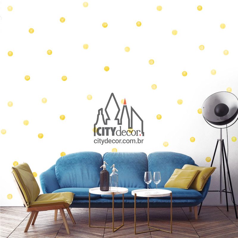 adesivo de parede confeti aquarelado amarelas adesivo de parede bolinhas de aquarela amarelas