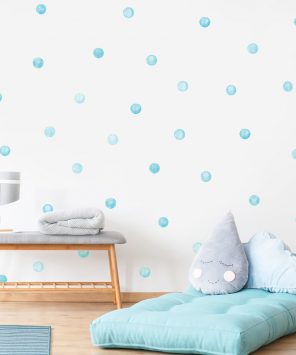 adesivo de parede bolinhas de aquarela azul claro