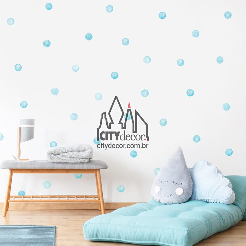 adesivo de parede bolinhas de aquarela azul claro adesivo de parede bolinhas de aquarela azul claro