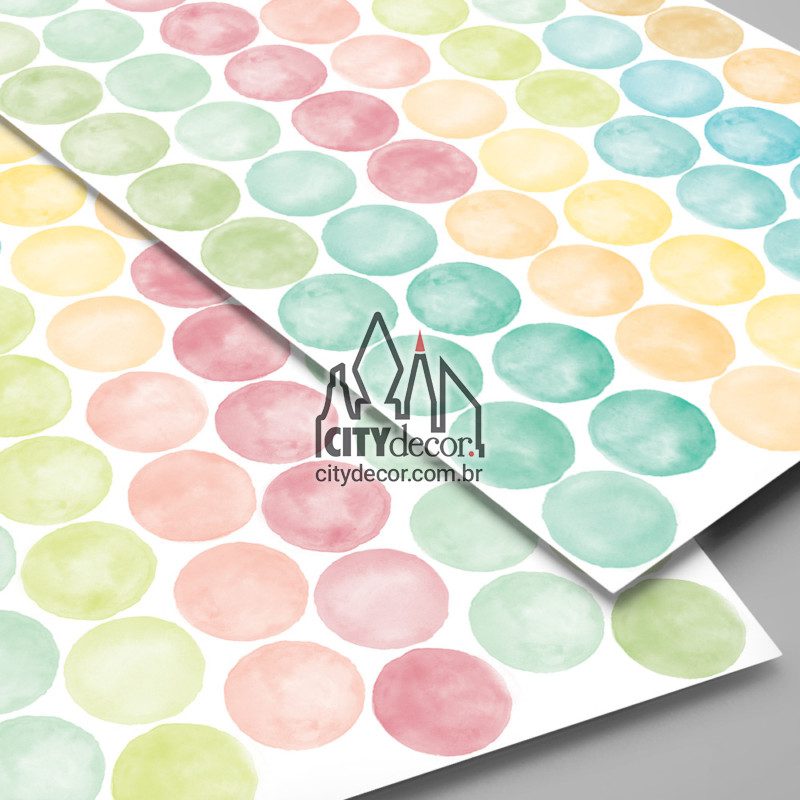 kit adesivo de parede confeti aquarelado coloridas kit adesivo de parede bolinhas de aquarela coloridas