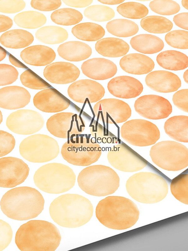 kit adesivo de parede confeti aquarelado laranja