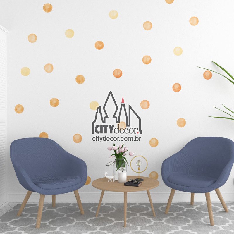 adesivo de parede bolinhas de aquarela laranja adesivo de parede bolinhas de aquarela laranja