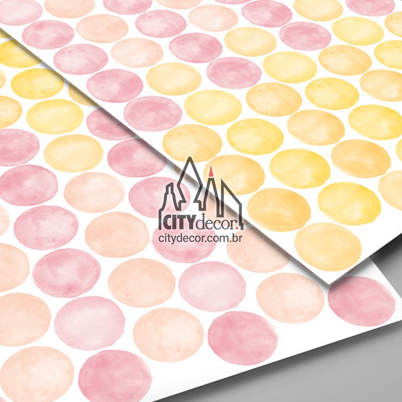 kit adesivo de parede confeti aquarelado amarelo e rosa kit adesivo de parede confeti aquarelado amarelo e rosa