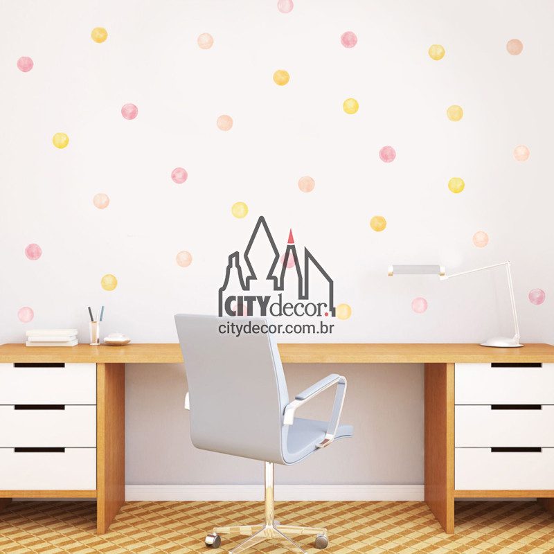 adesivo de parede bolinhas coloridas amarelo e rosa adesivo de parede bolinhas coloridas amarelo e rosa