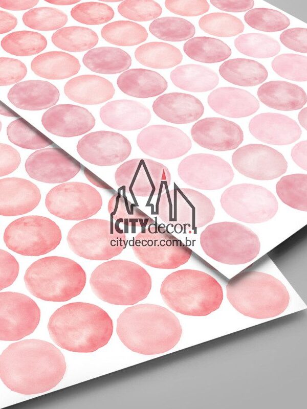 adesivo de parede confeti aquarelado rosa