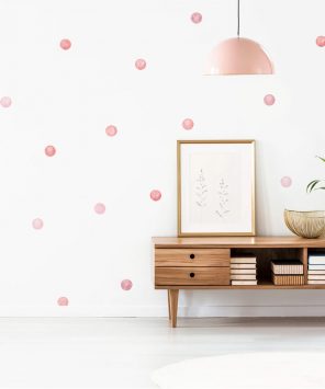 Kit adesivo de parede bolinhas aquarela rosa