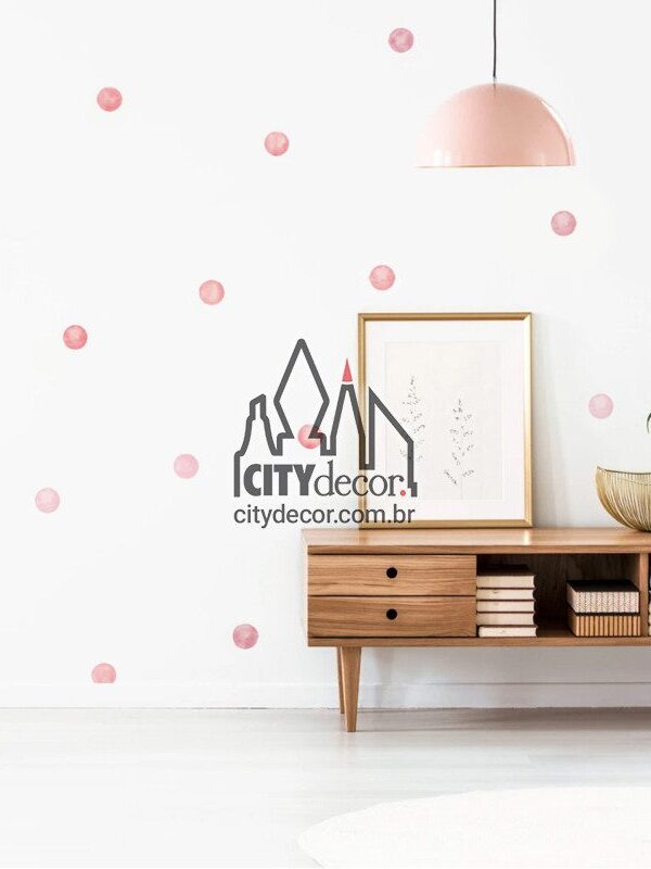 Kit adesivo de parede bolinhas aquarela rosa