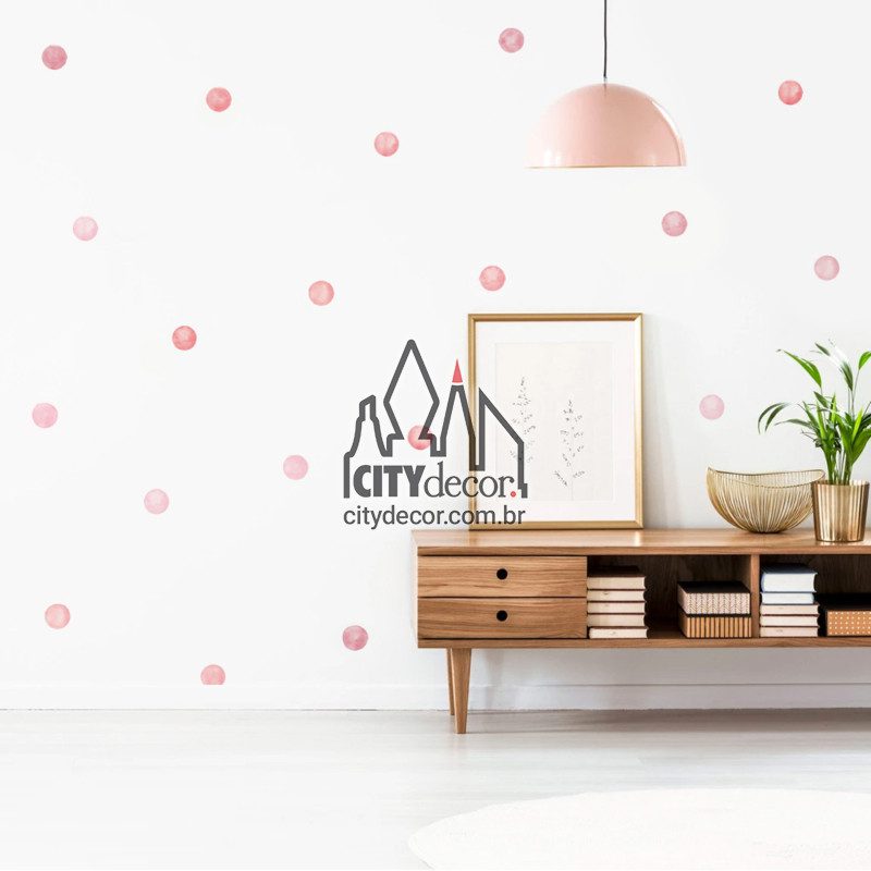Kit adesivo de parede bolinhas aquarela rosa Kit adesivo de parede bolinhas aquarela rosa
