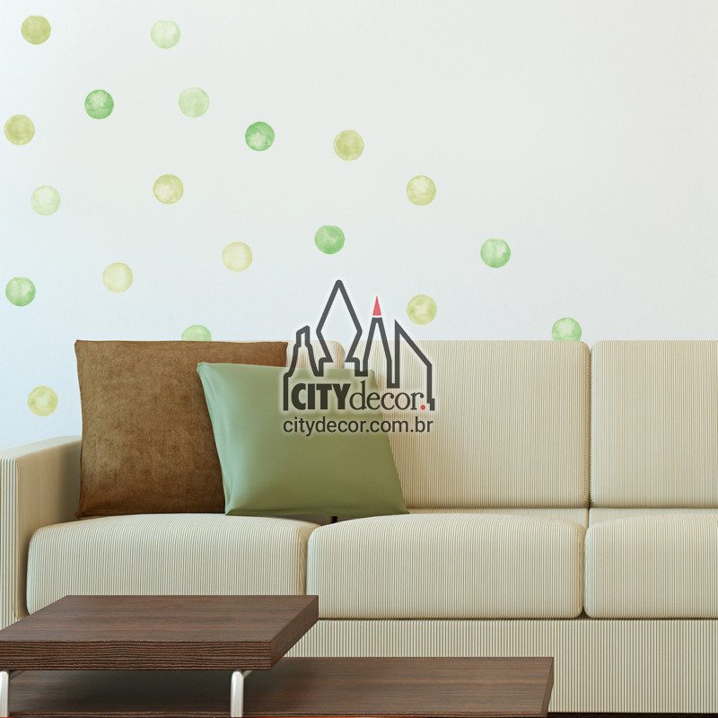 Kit adesivo de parede bolinhas aquarela verde Kit adesivo de parede bolinhas aquarela verde