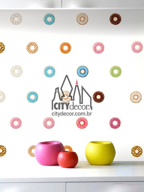 Kit adesivo de parede estampa rosquinhas donuts