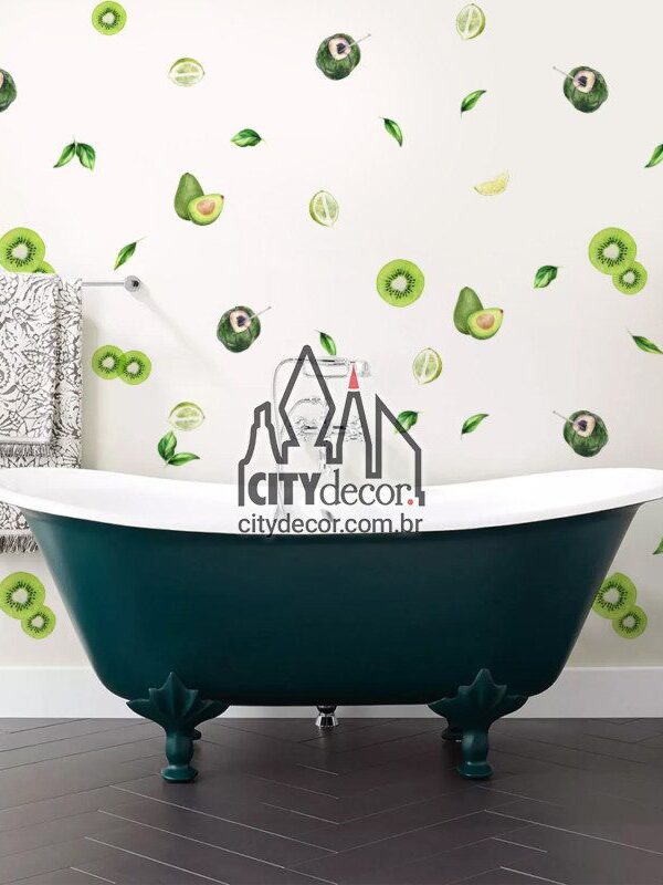 Kit estampa adesivo de parede frutas verdes