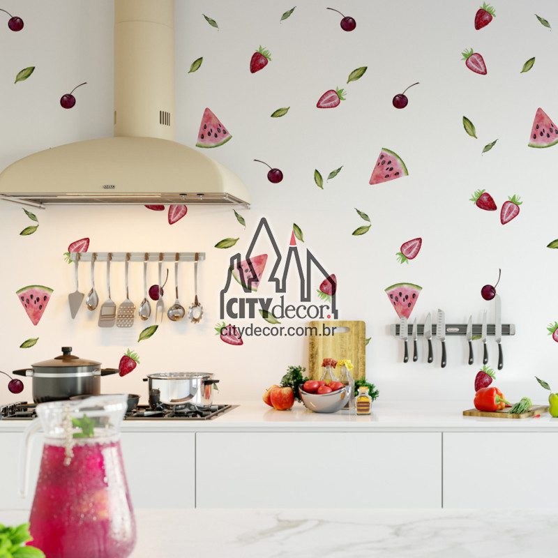 Kit estampa adesivo de parede frutas vermelhas Kit estampa adesivo de parede frutas vermelhas