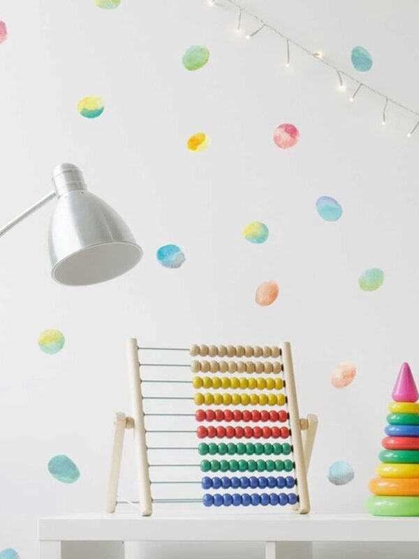 Kit pequenos adesivos de parede confetes coloridos aquarela