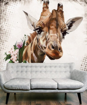 Painel adesivo Girafa com Flores