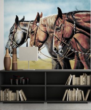 Painel fotográfico papel de parede cavalos