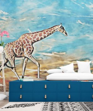 Painel fotográfico papel de parede girafa na Savana