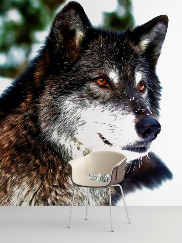 Painel fotomural lobo cinzento