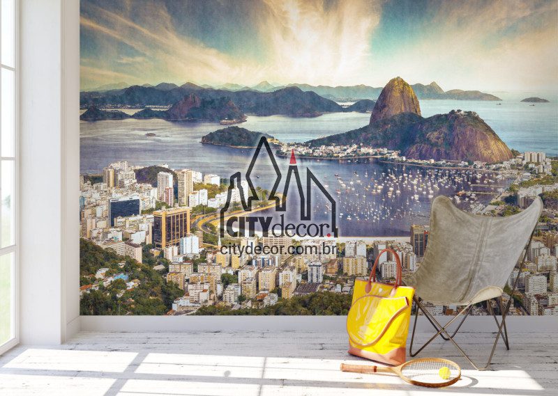 Painel fotográfico papel de parede Pão de Açúcar fundo cenográfico Painel fotográfico papel de parede Pão de Açúcar fundo cenográfico