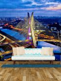 Painel fotográfico papel de parede sob medida ponte estaiada de São Paulo