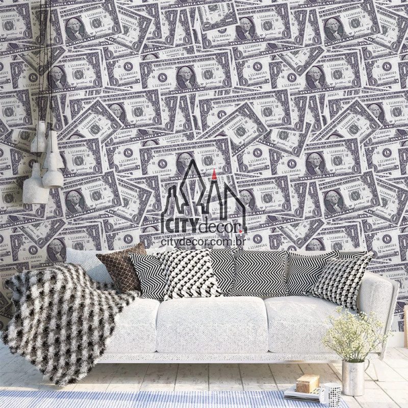 Adesivo papel de parede 1001 dólares Papel de parede dinheiro dólares americanos para sala