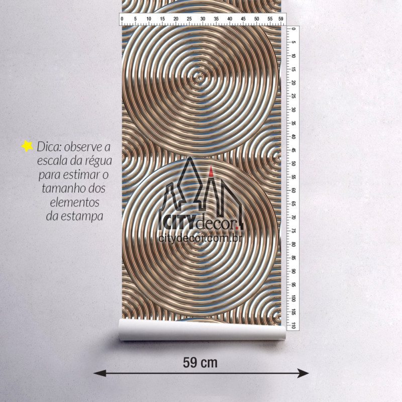 papel-de-parede-3d-circulos-metalicos-bronze-claro-3
