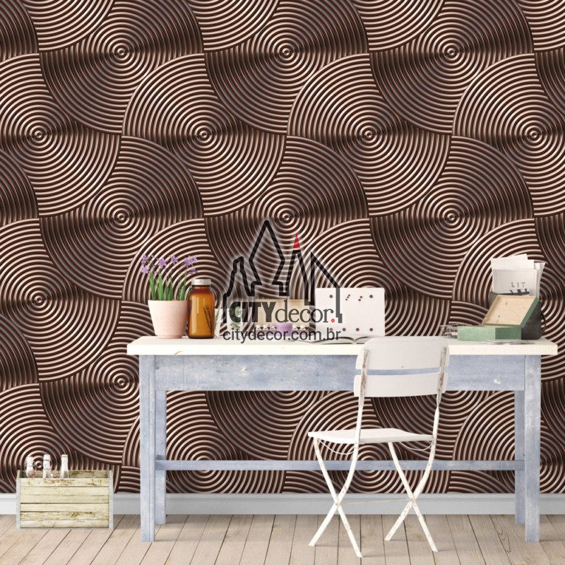 papel-de-parede-3d-circulos-metalicos-cobre-3 Papel de parede círculos de metal cobre