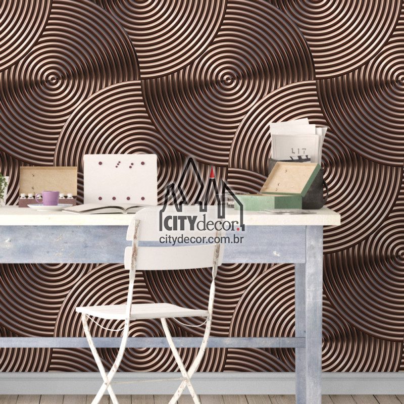 papel-de-parede-3d-circulos-metalicos-cobre-4 Papel de parede metal cobre