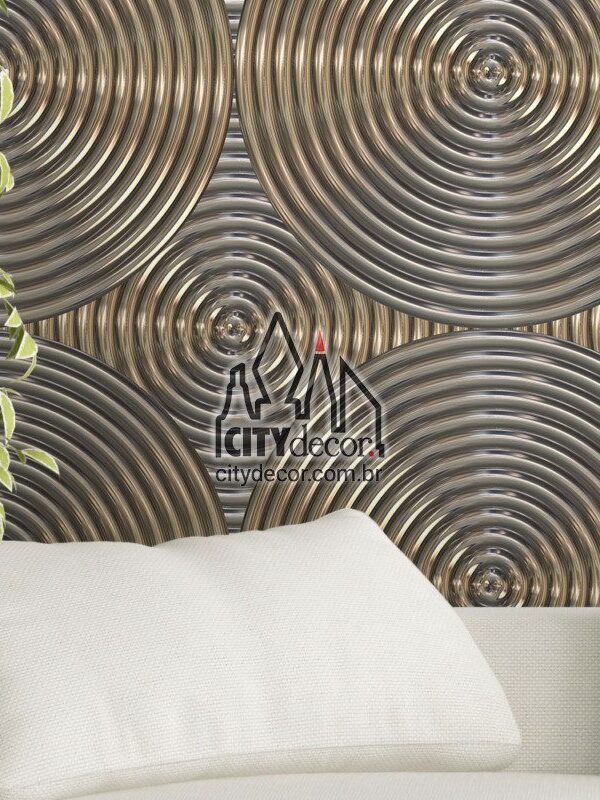 Papel de parede metal 3d para sala dourado